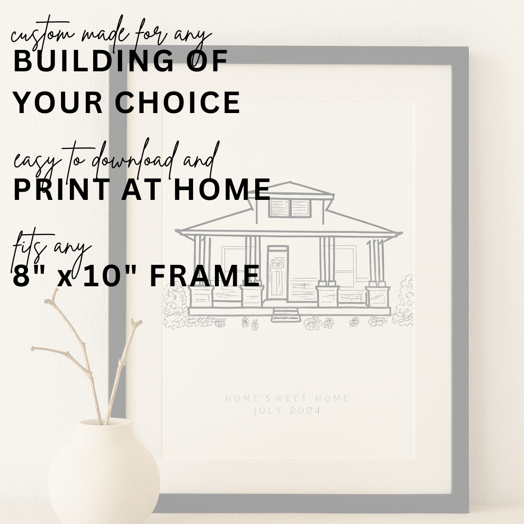 Custom Building Line Art Digital Download