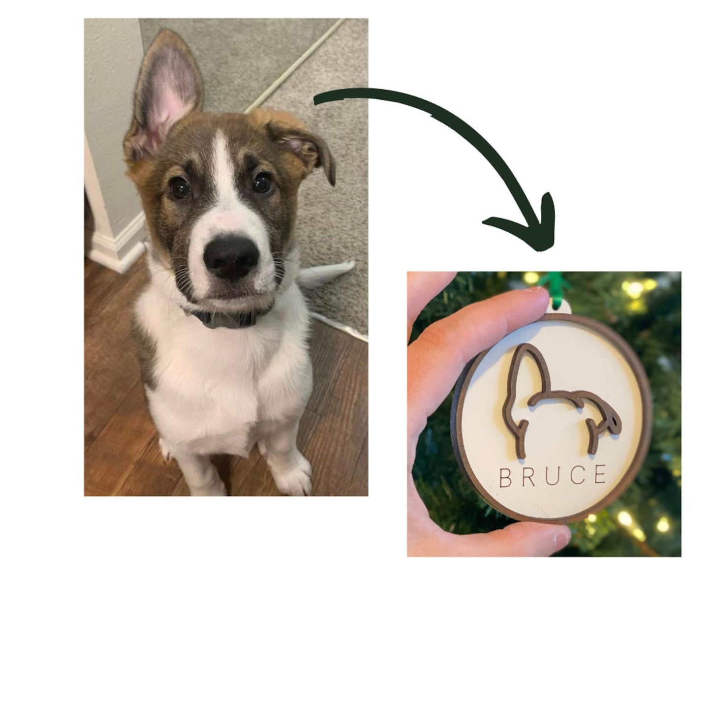 Dog Ear Ornament | Custom Dog Ear Portrait