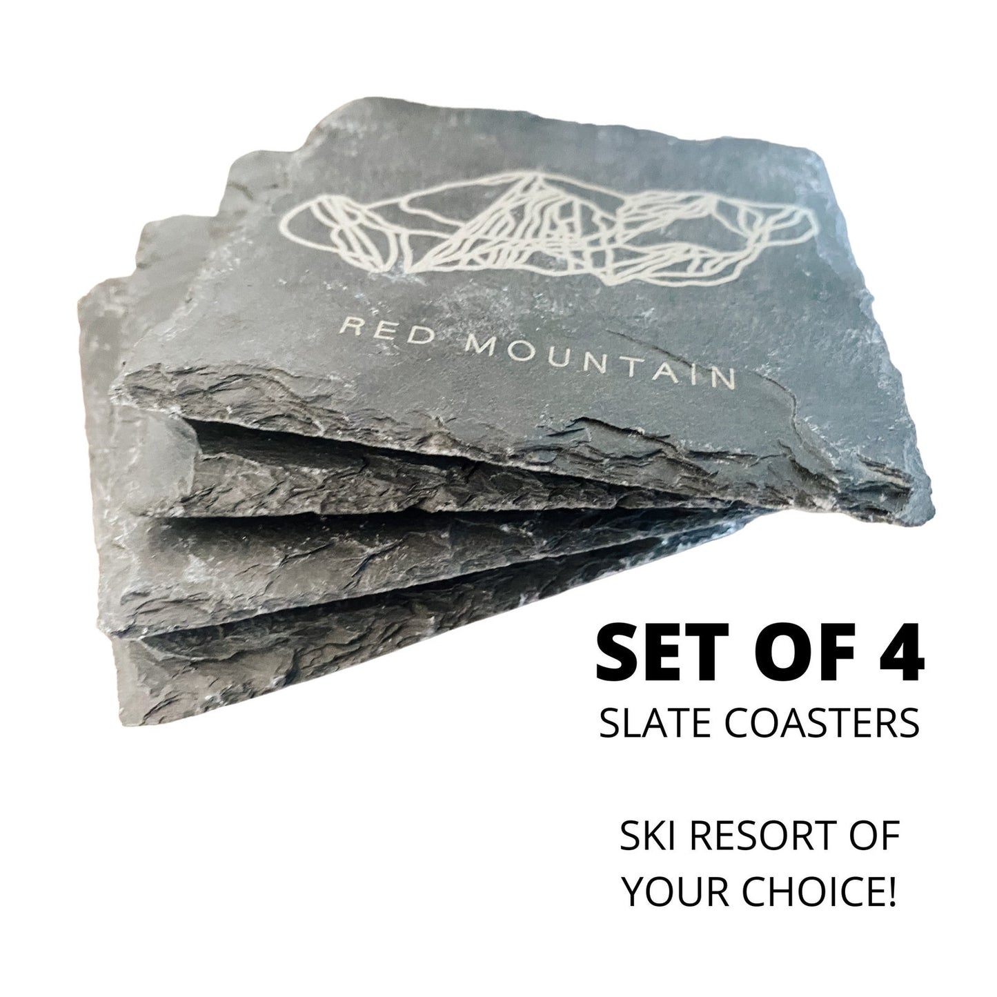 Ski Line Art Custom Slate Coasters (Set of 4, Square or Round)