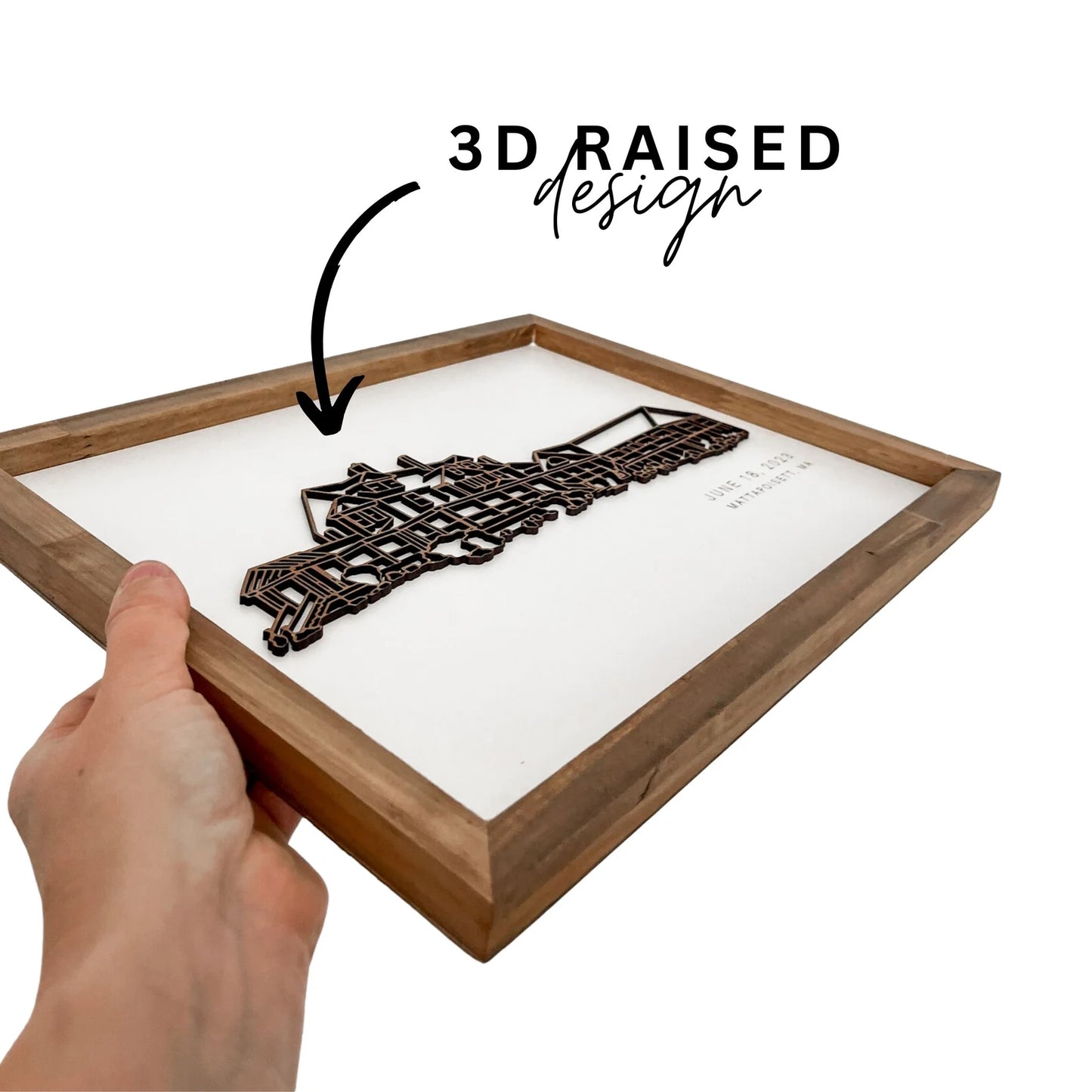 Custom 3D Wood Building Portrait | Framed Line Art Anniversary Gift