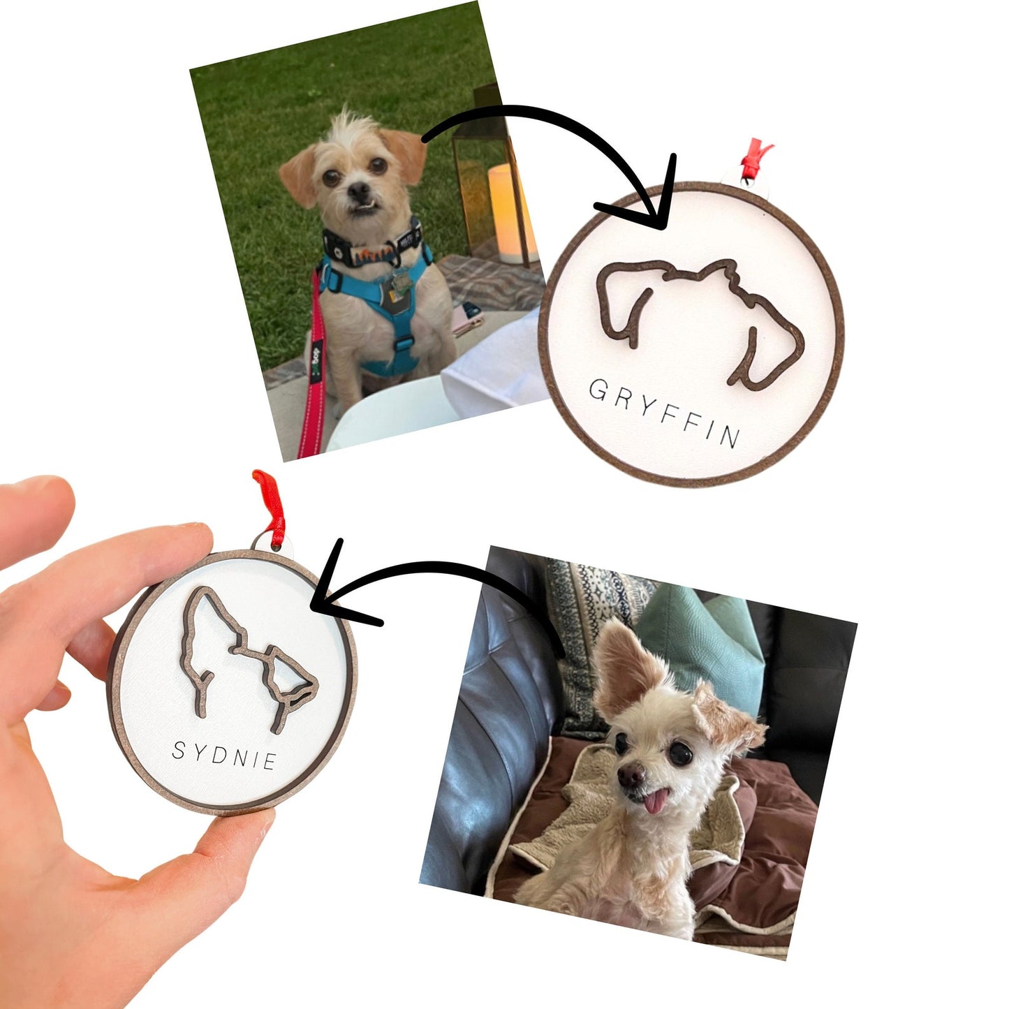 Dog Ear Ornament | Custom Dog Ear Portrait