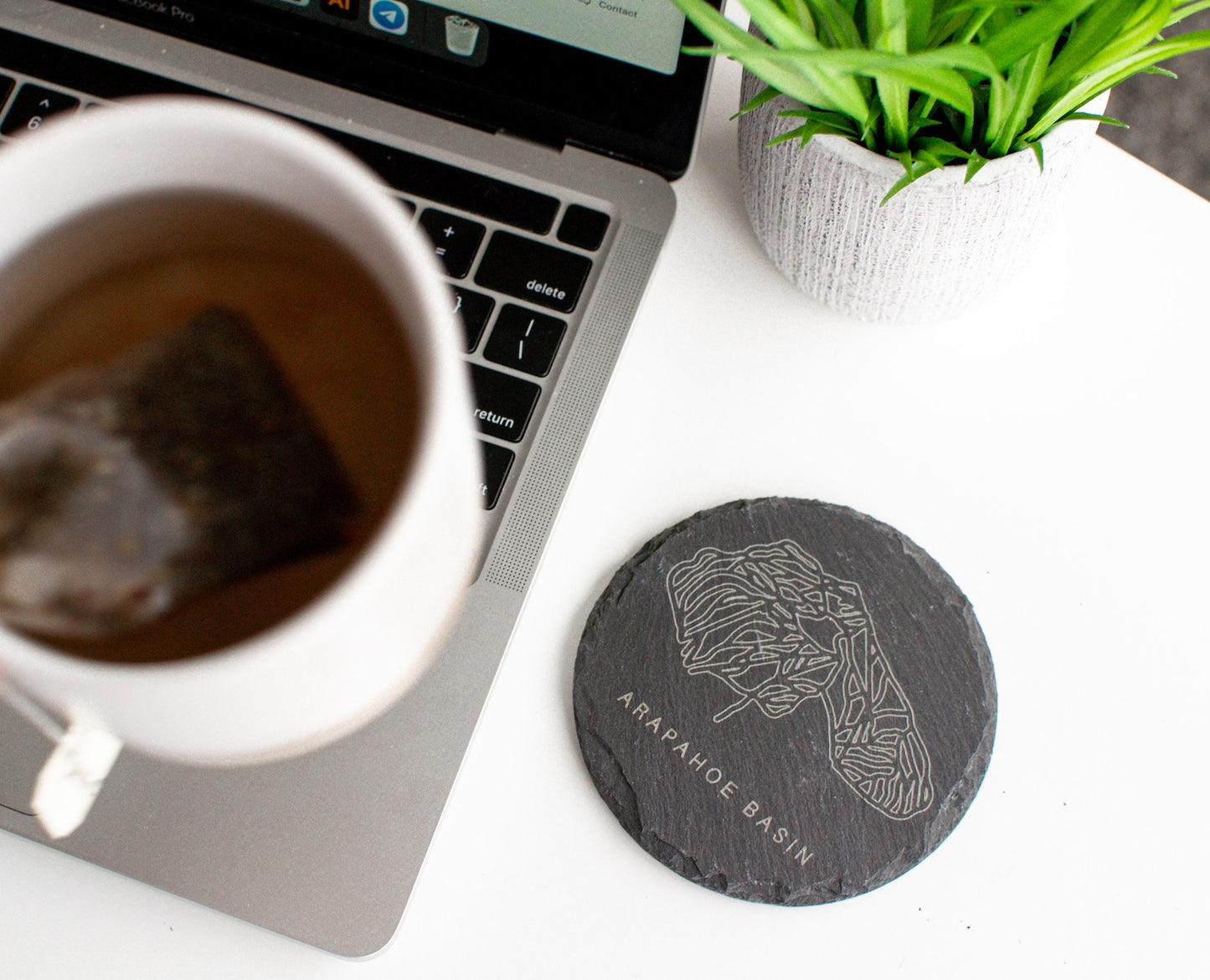 Ski Line Art Custom Slate Coasters (Set of 4, Square or Round)