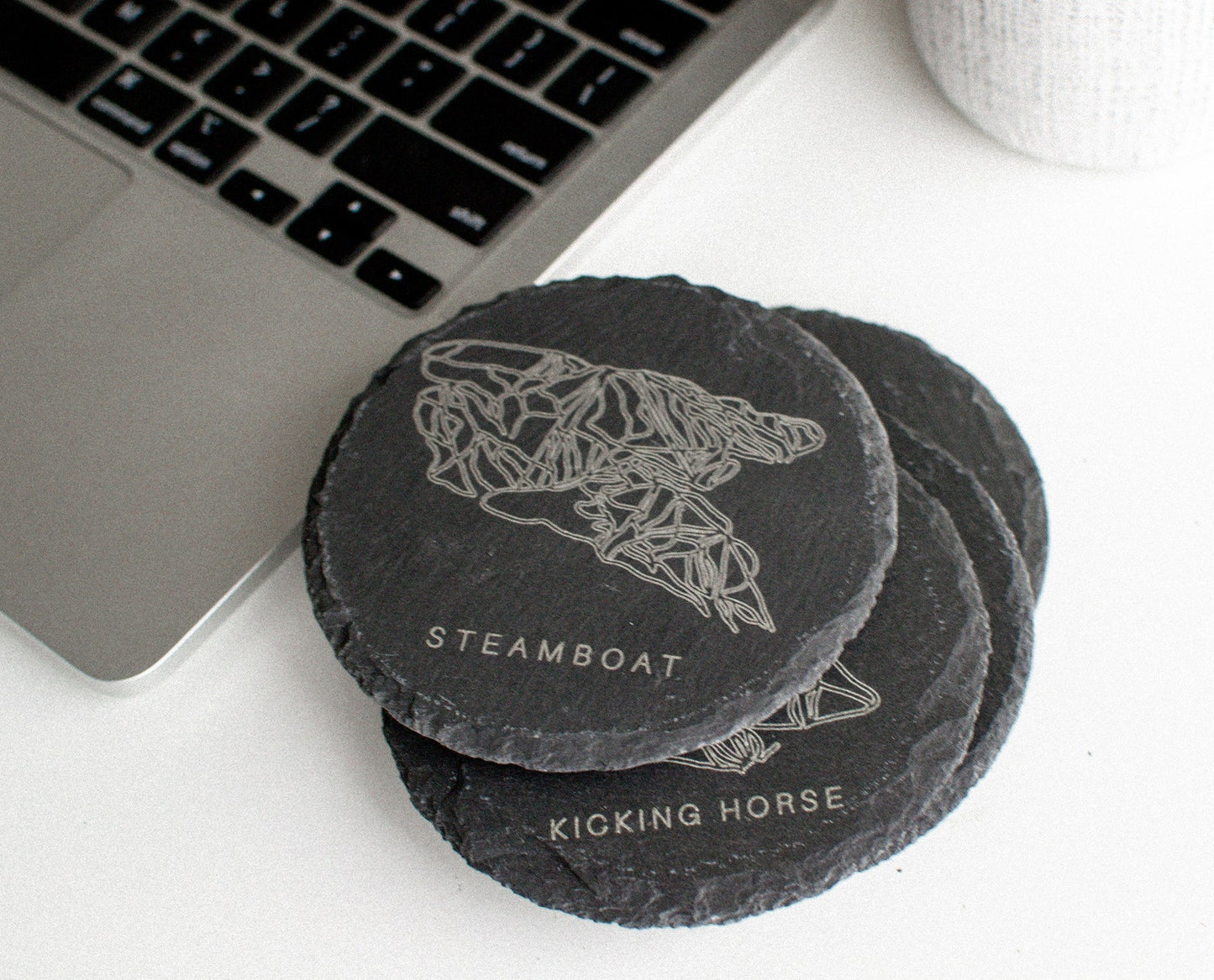 Ski Line Art Custom Slate Coasters (Set of 4, Square or Round)