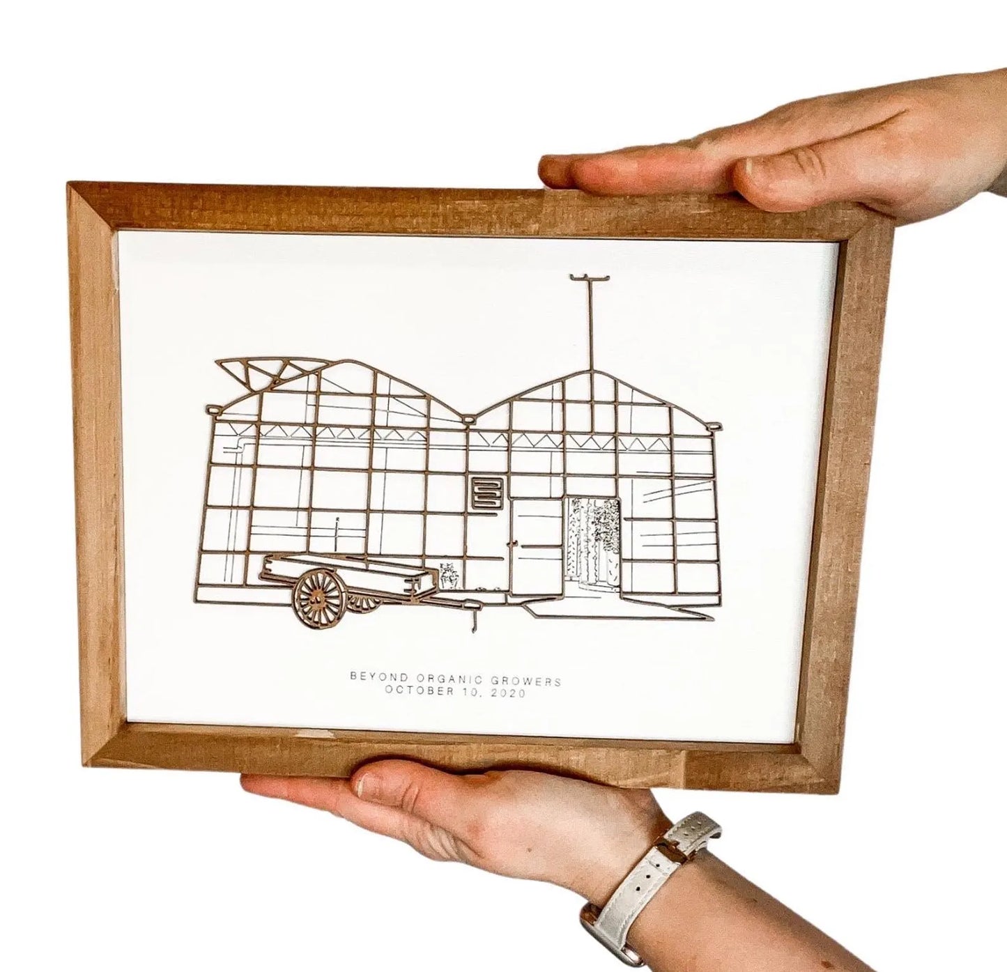 Custom 3D Wood Building Portrait | Framed Line Art Anniversary Gift